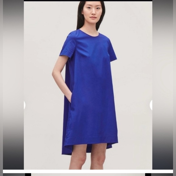 Cos A line asymmetric boxy swing royal blue dress,size 2 - Picture 3 of 8